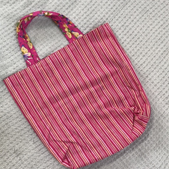 Reusable Reversible Fairy Tote Bag pink Cotton 12 x 15 handmade - Picture 2 of 4